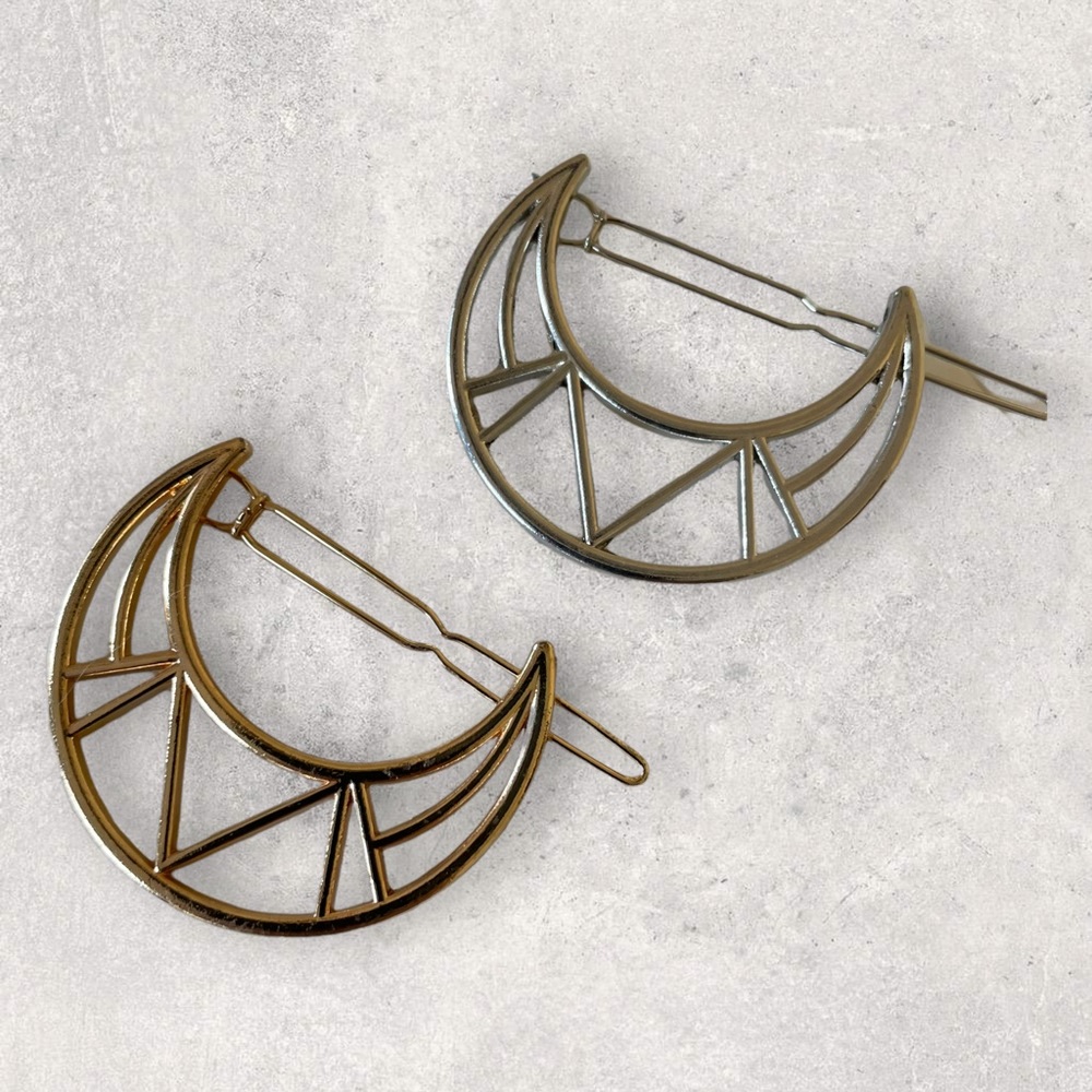 BUNDLE💖 Crescent Moon Geometric Hair Clip Gold Silver
